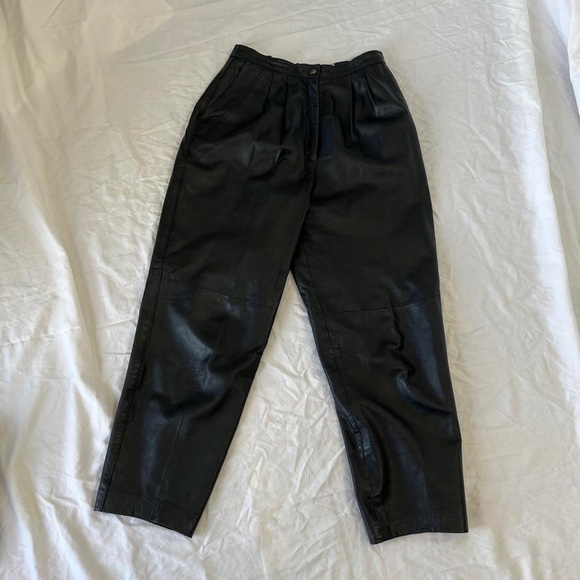 Vintage High Waisted Leather Pants - Picture 1 of 7